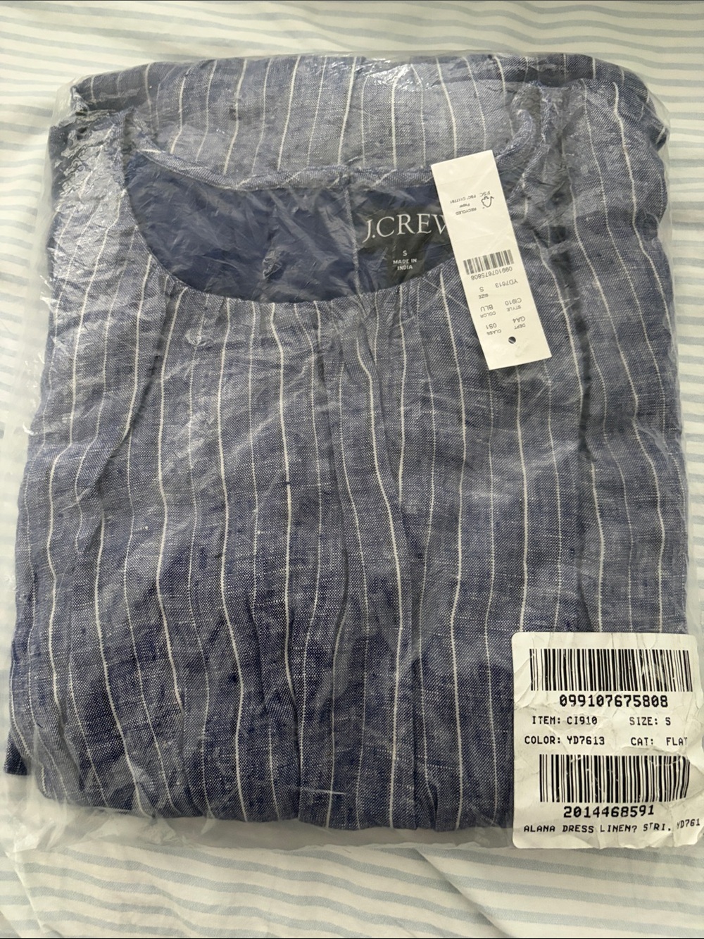 J. Crew Chambray Pinstripe Smocked-Waist Maxi Dress in Blue - Picture 3 of 3